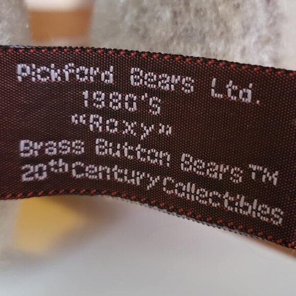 Roxy 1980's 20th Century Collectibles Bear by Pickford Brass Button Bears TM - Picture 7 of 13